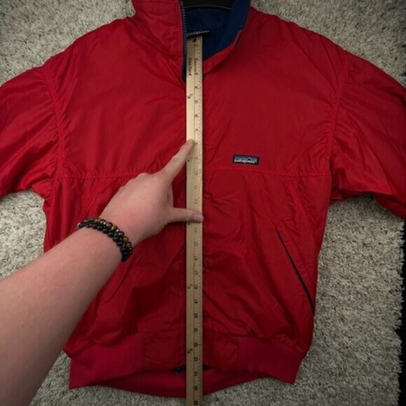 Patagonia Men's Full Zip Windbreaker Rain Jacket Red Medium Pockets w Logo Adult - Picture 2 of 16